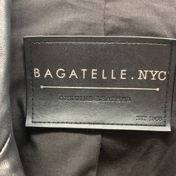 Bagatelle Black Leather Moto Jacket with Silver Accents - Picture 2 of 5